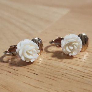 Delicate Vintage 3D Carved Rose Clip On Earrings